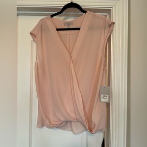 Cap sleeve drape front blouse